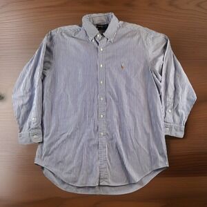 Vtg Ralph Lauren Mens 17-33 L Yarmouth Cotton Oxford Button Down Shirt Striped